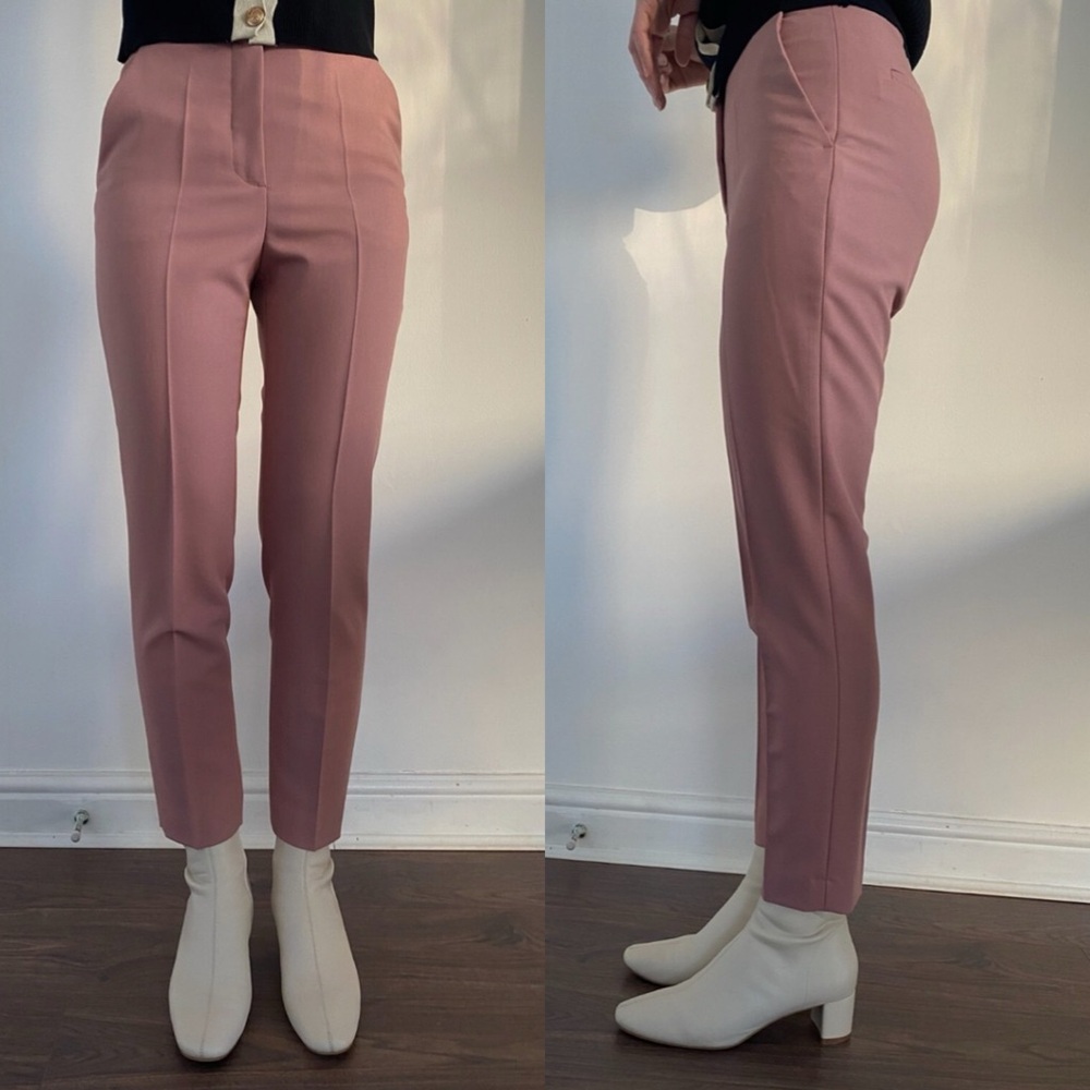 Zara Slim Leg Tailored Trousers Pink
